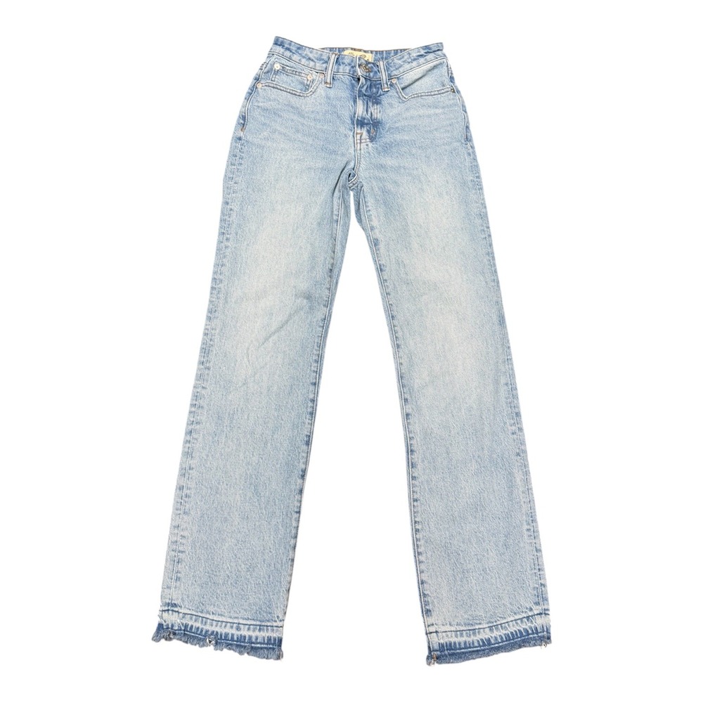 Madewell The Curvy Mid-Rise 90s Straight Jeans Light Wash Raw Hem Size 23